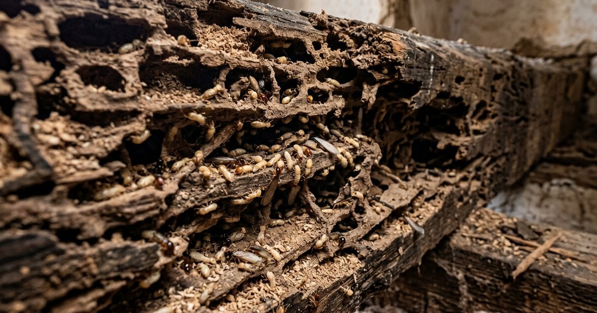 Madera con galerías de insectos xilófagos, candidata a tratamiento por anoxia
